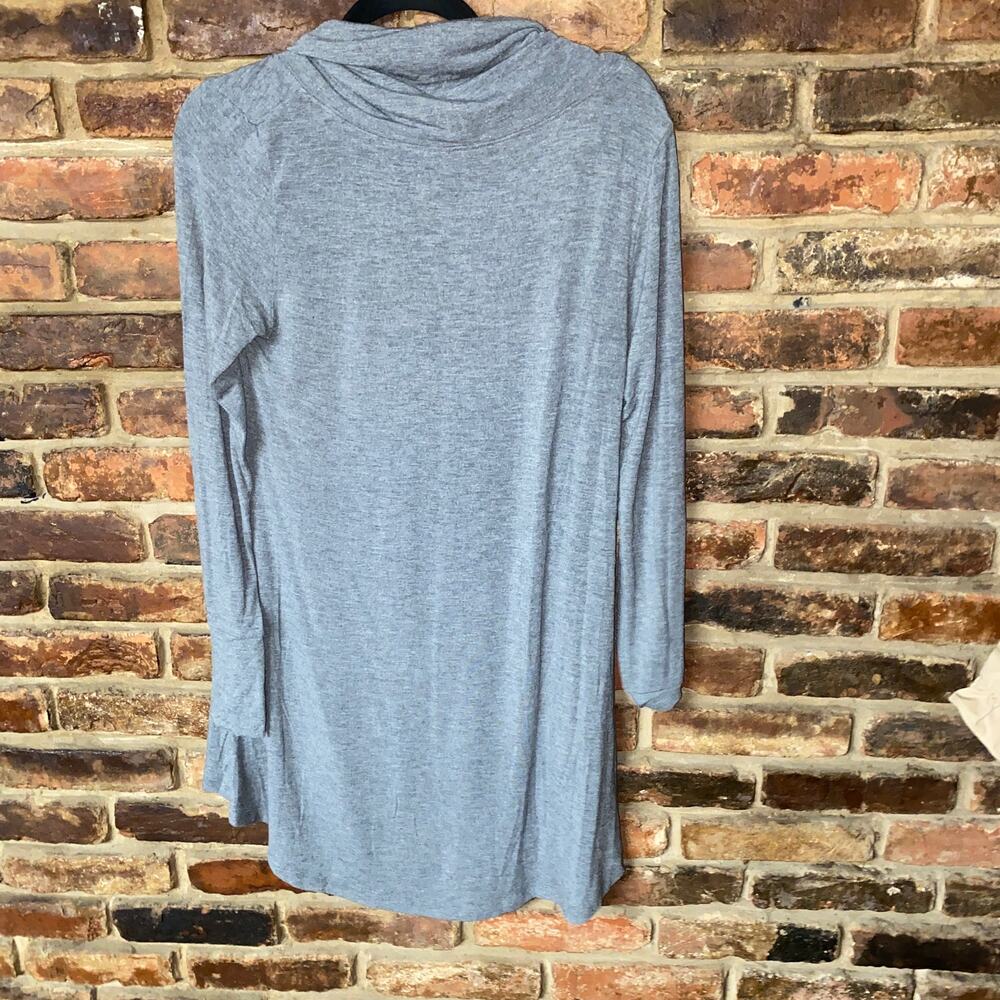 Cuddl Duds Softwear w Stretch Gray Knit Turtleneck High Low Tunic Top Medium - Picture 5 of 5